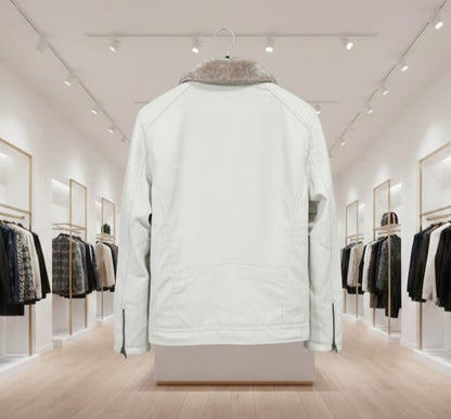white leather jacket