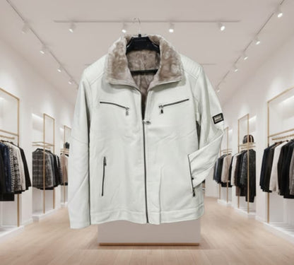 white leather jacket