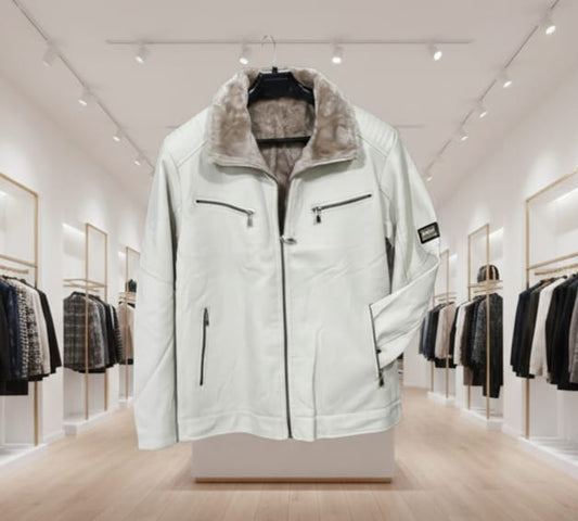white leather jacket